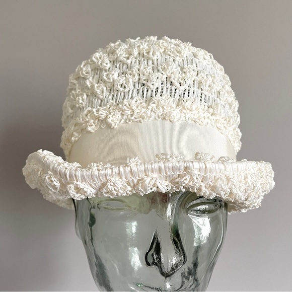 Vintage 60s Popcorn Textured Summer Straw Hat 🇨🇦 - Picture 3 of 10